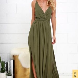 Lulus Lost in Paradise Olive Green Maxi Dress
